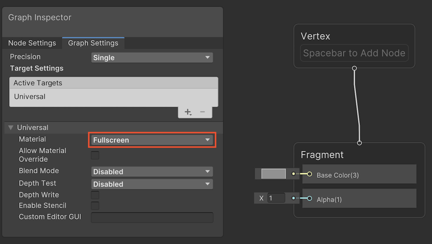 Figure 14.3 – Base graph for a Shader Graph asset based on the Fullscreen Shader Graph template