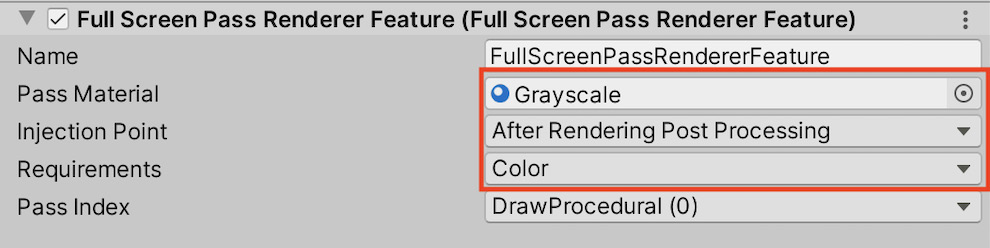 Figure 14.8 – URP settings asset to use the Grayscale material as a fullscreen effect