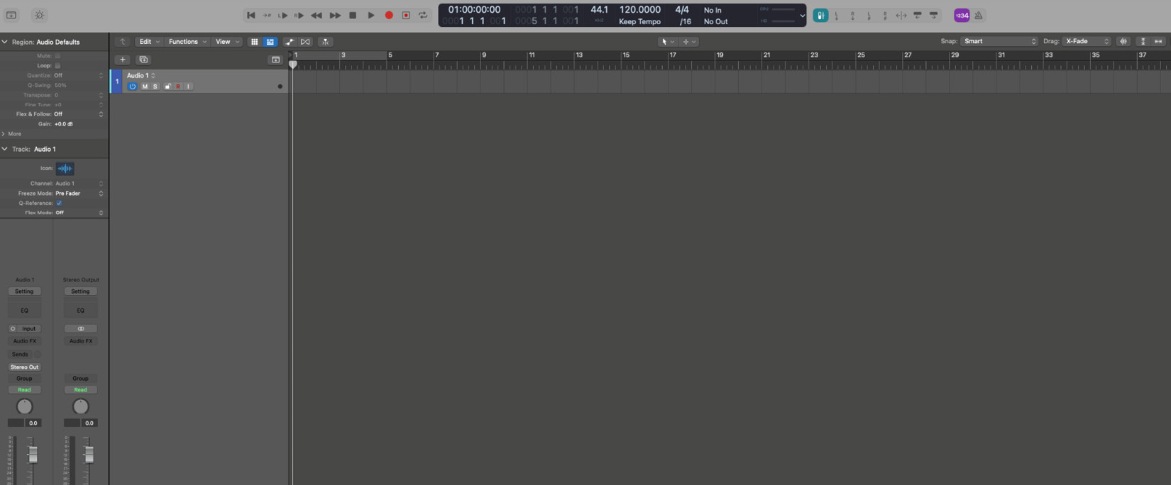 Figure 4.4: Open the Logic Pro session with a single audio track