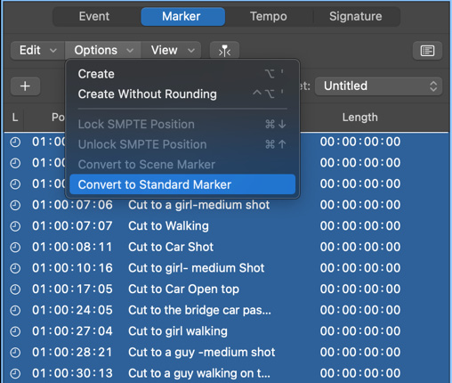 Figure 6.22: Options drop-down menu