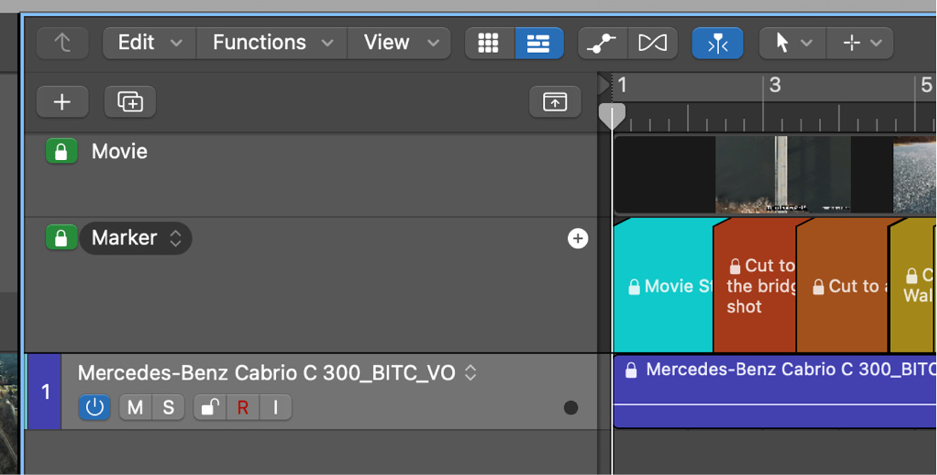 Figure 7.2: Locked movie and marker tracks