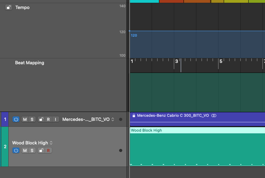 Figure 8.24: Highlighted MIDI region in the Beat Mapping track