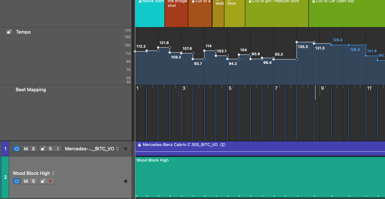 Figure 8.29: Edited tempo points in the Tempo track