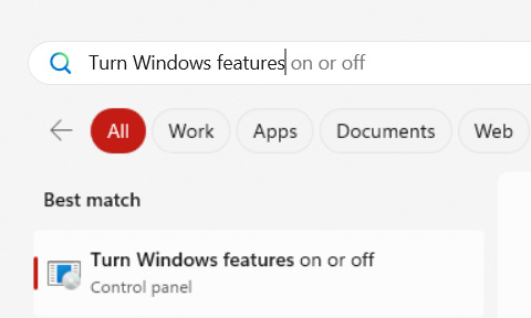 Figure 1.2 – Searching for Turn Windows features on or off