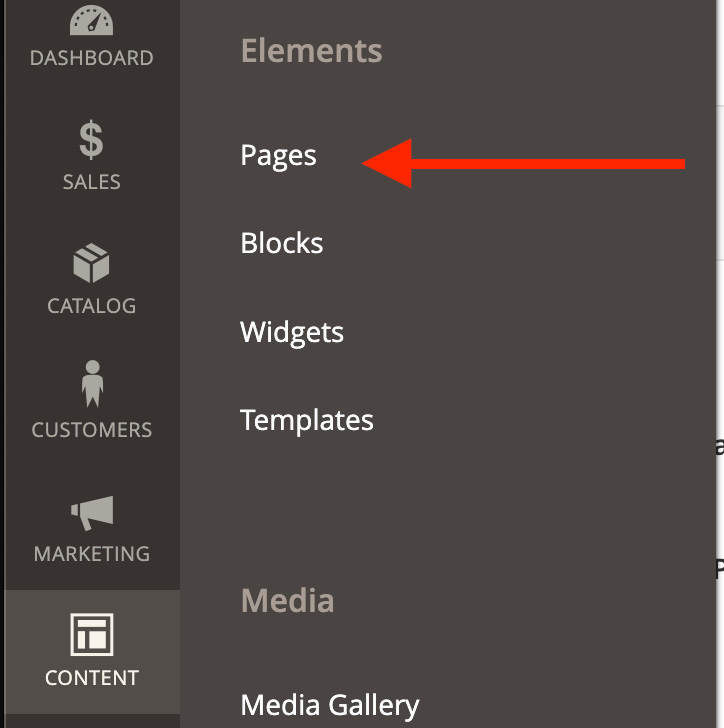 Figure 13.13 – CMS Pages menu