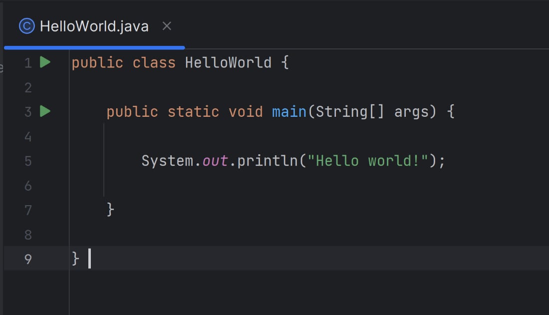 Figure 1.11 – Code in HelloWorld.java