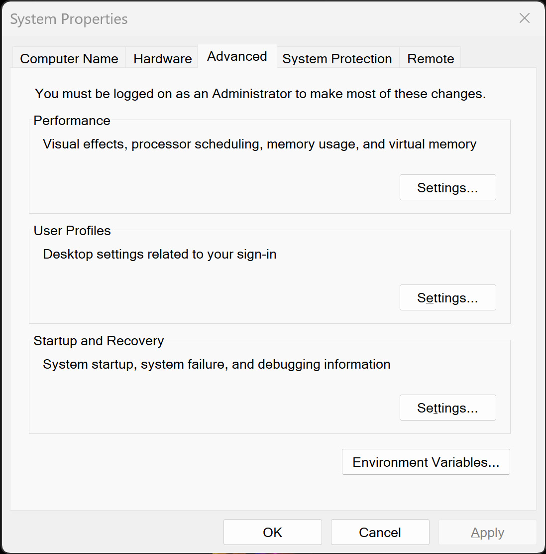 Figure 1.3 – The System Properties window