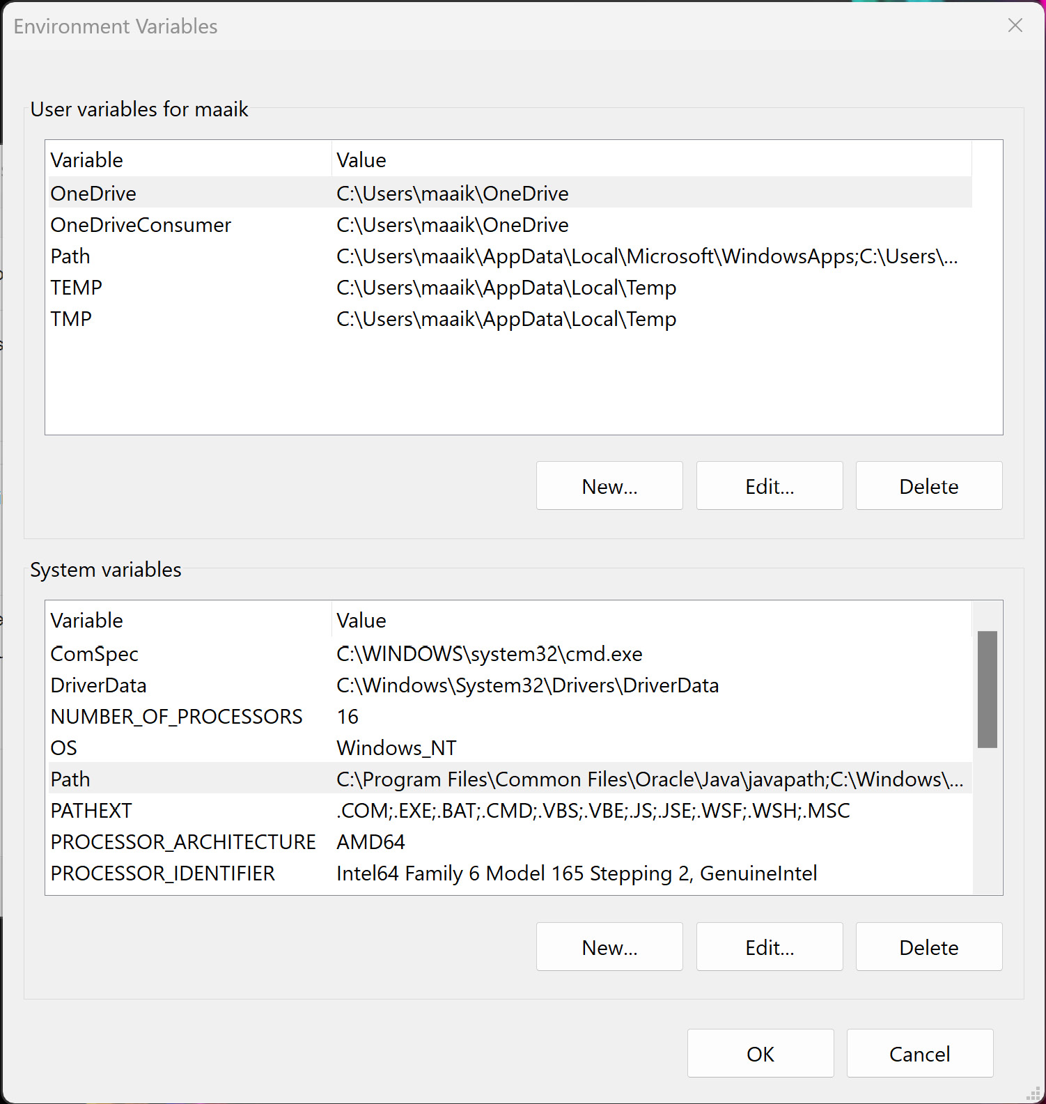 Figure 1.4 – The Environment Variables window