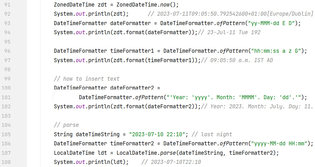 Figure 12.25 – Code example using pattern letters