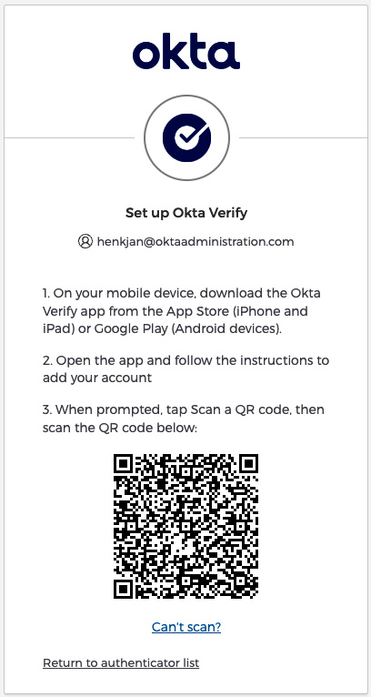 Figure 4.41 – Okta Verify download and QR scan step to enroll