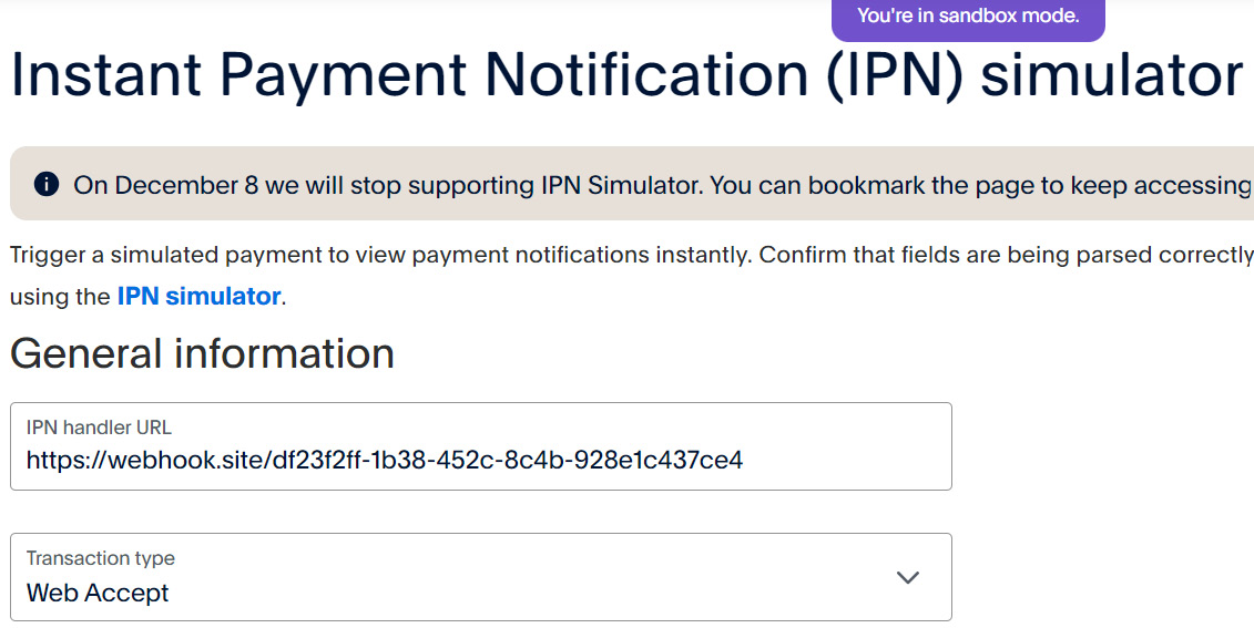 Figure 7.5 – The PayPal IPN simulator