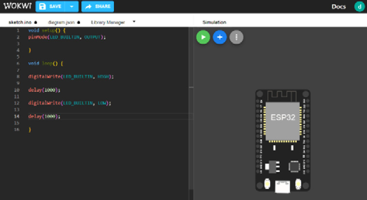 Figure 1.14 – Writing code in Wokwi