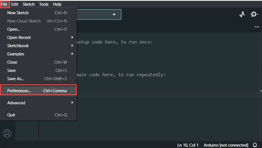 Figure 1.5 – Preferences in the Arduino IDE