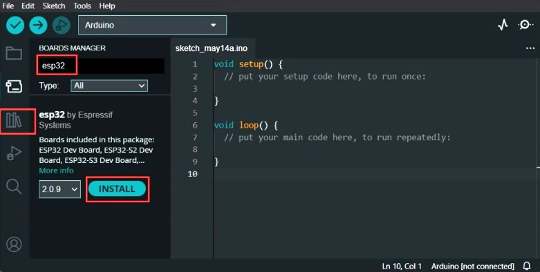 Figure 1.7 – Installing ESP32 board support in the Arduino IDE