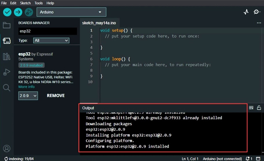 Figure 1.8 – ESP32 board support installed in the Arduino IDE