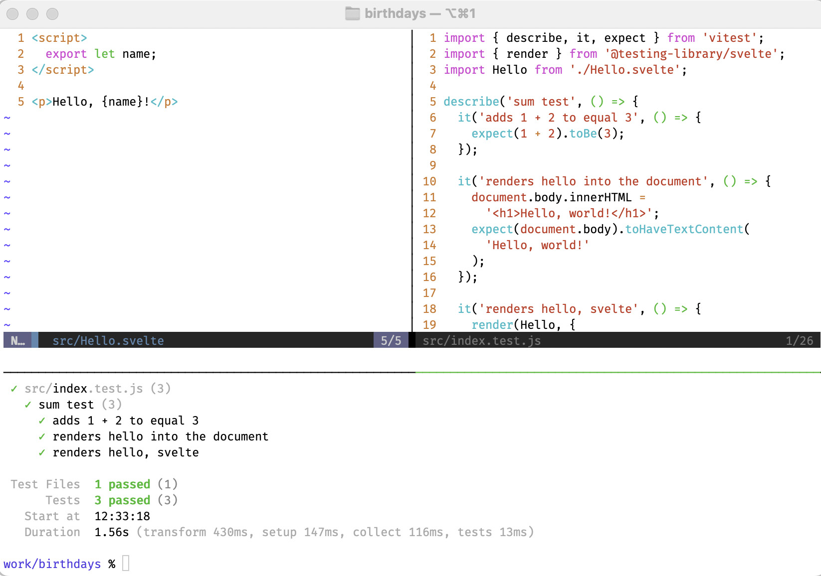 Figure 1.1 – Using tmux and Vim