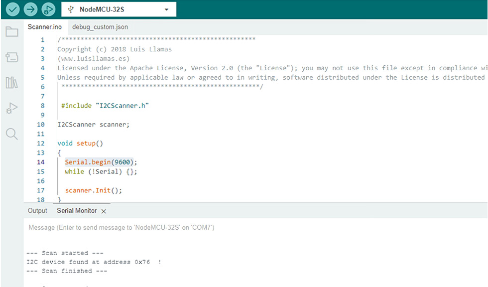 Figure 1.14 – Expected display for serial communication setup in Arduino IDE