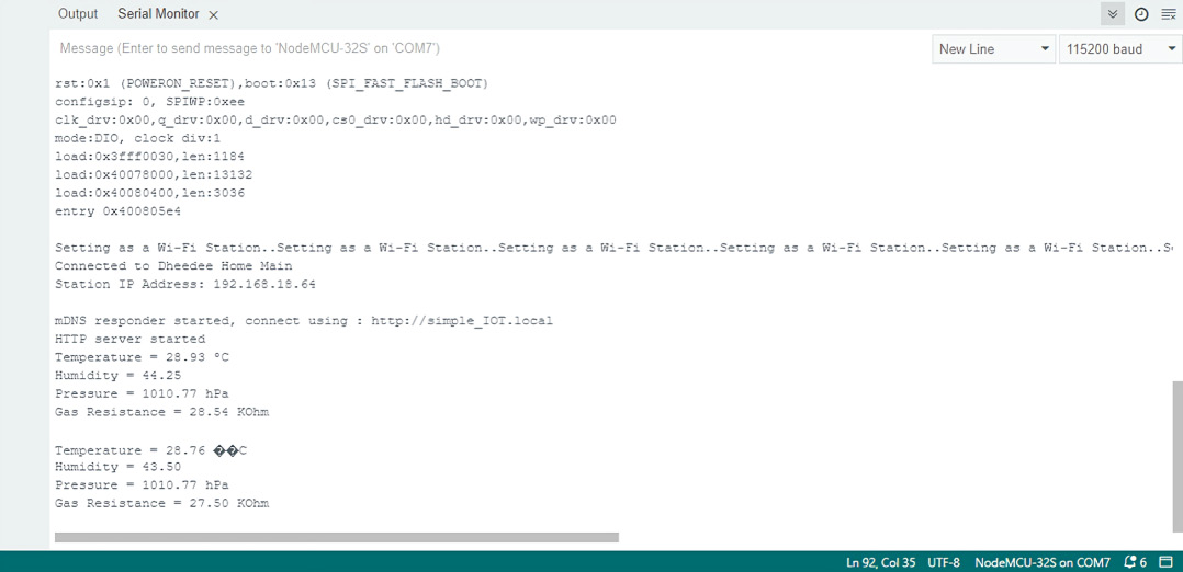 Figure 1.16 – Expected output from the Arduino IDE Serial Monitor