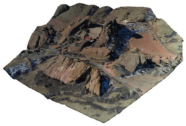 Figure 1.9 – A colorized lidar point cloud of Red Rocks, Colorado, USA, which creates a photorealistic 3D model