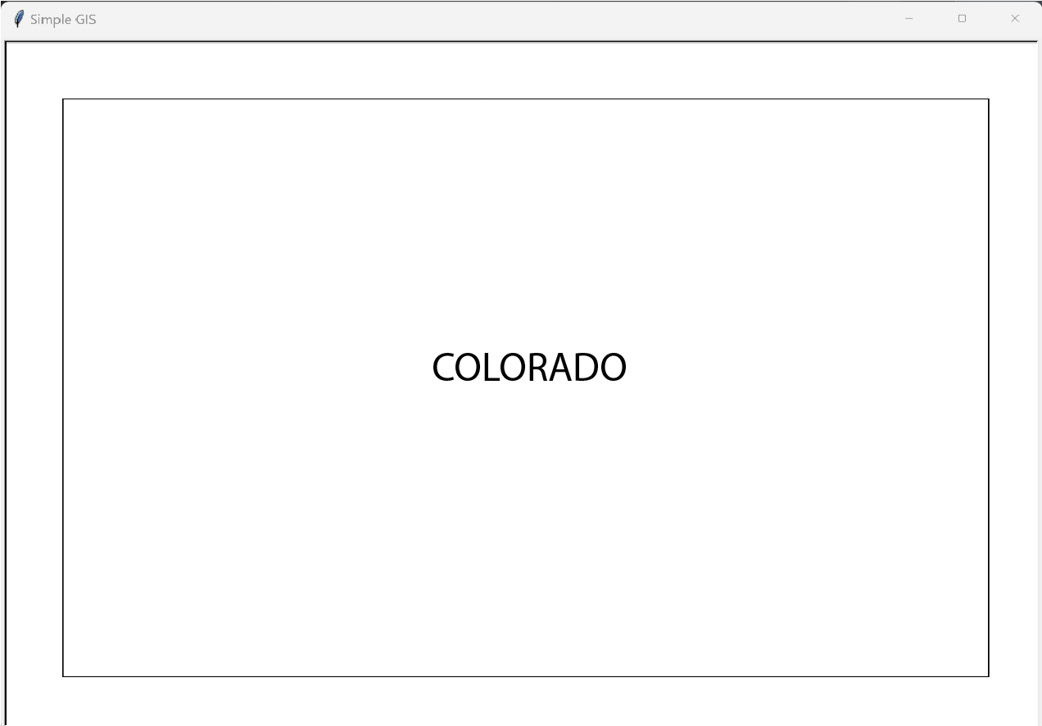 Figure 1.26 – A basemap of the state of Colorado, USA, produced by the SimpleGIS Python script