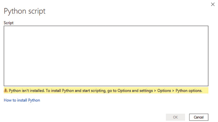 Figure 1.3 – Window showing the Python script editor 