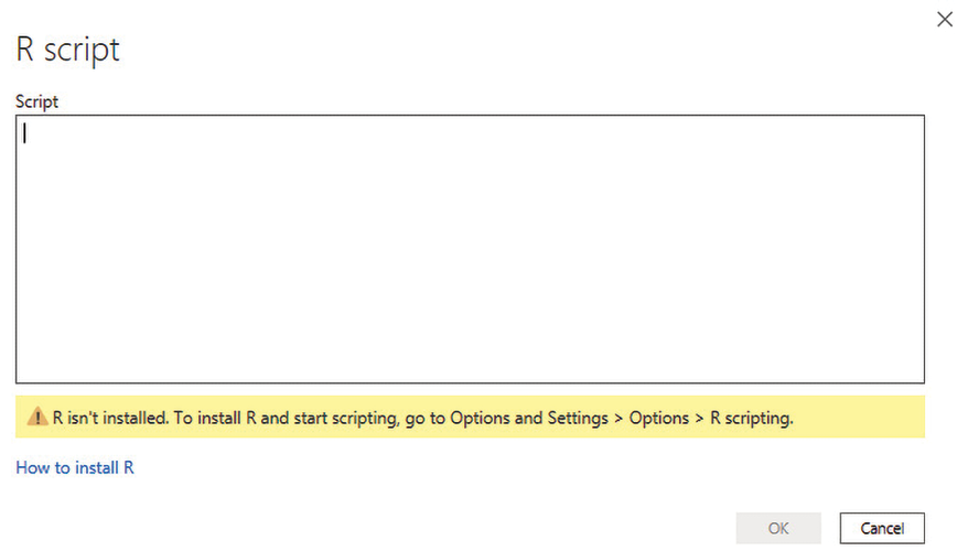 Figure 1.4 – Window showing the R script editor 