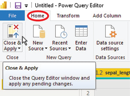 Figure 1.11 – Click Close & Apply to import the Iris data 