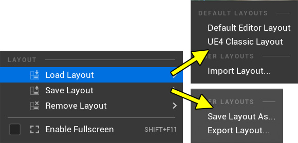 Figure 1.5: Saving the custom layout or restoring the default one