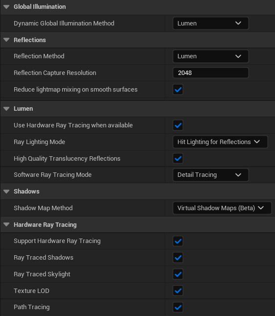 Figure 1.9: Project settings for maximum quality