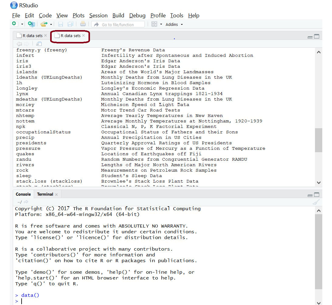 Figure 1.5: Dataset tab for viewing all the datasets
