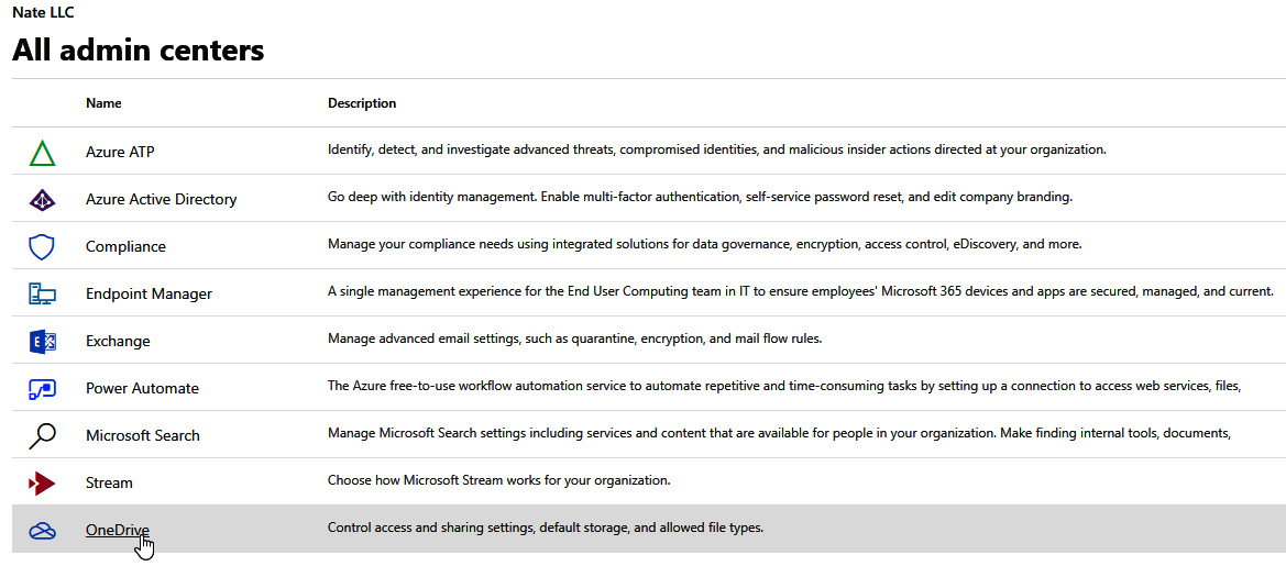 Figure 1.2 – All admin centers available to a user displayed in the Microsoft 365 admin center