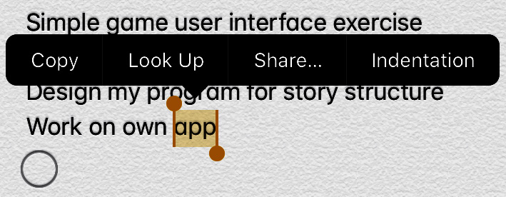 Figure 1.17 – Long-press gestures on text selects a word and displays options