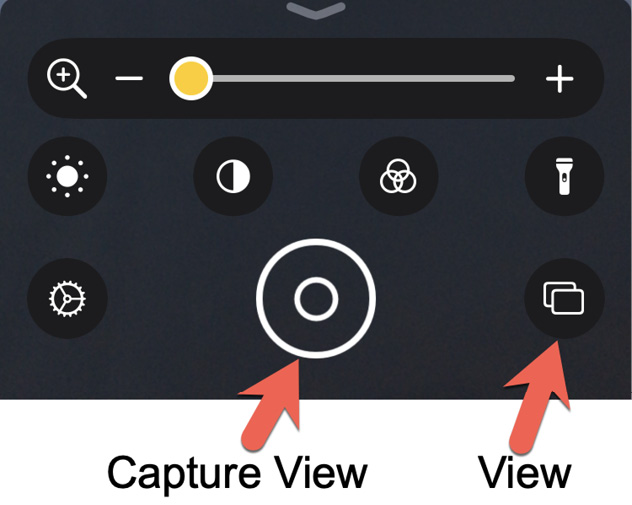 Figure 2.8 – The capture view and view buttons
