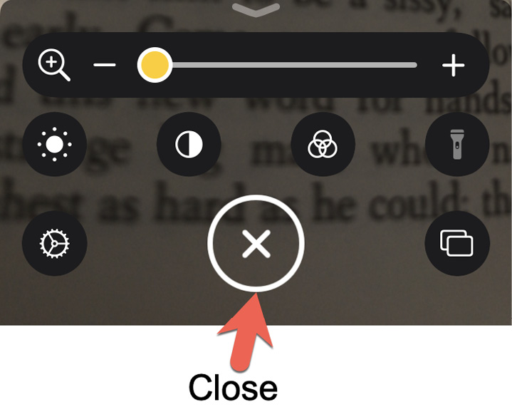 Figure 2.9 – The capture view button turns into a close button
