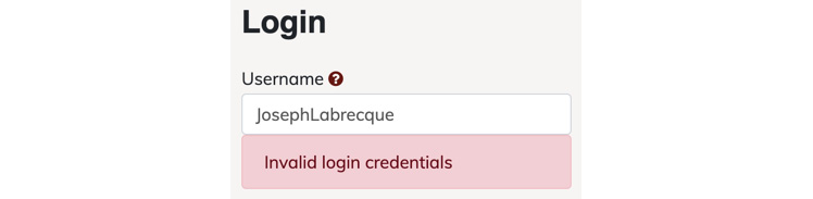 Figure 1.13: Form validation on a login