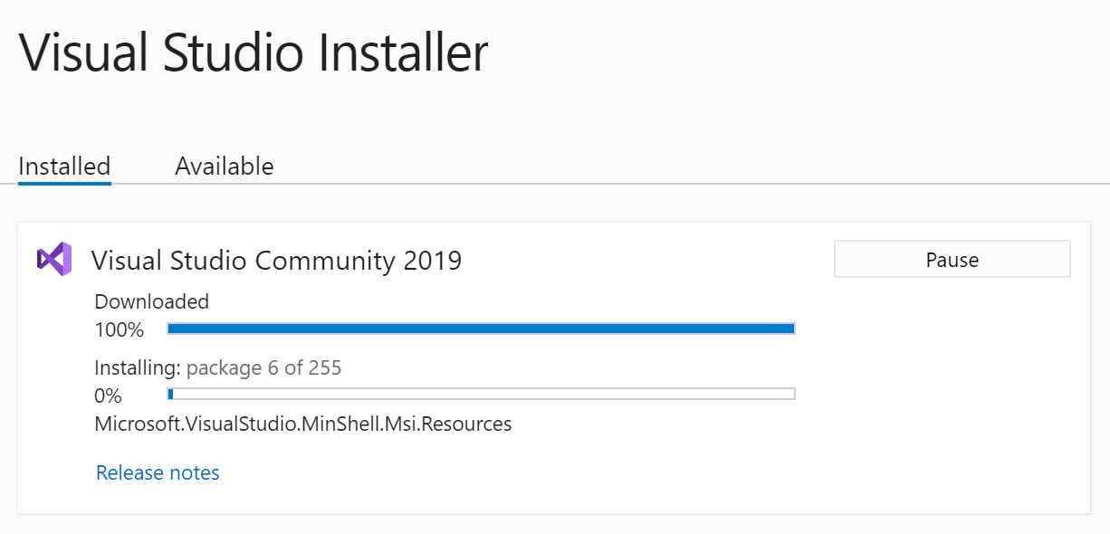 Figure 2.11 – Installing Visual Studio
