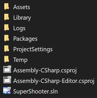 Figure 2.17 – Unity project folder structure
