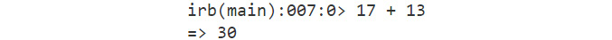 Figure 1.3: Addition output on irb
