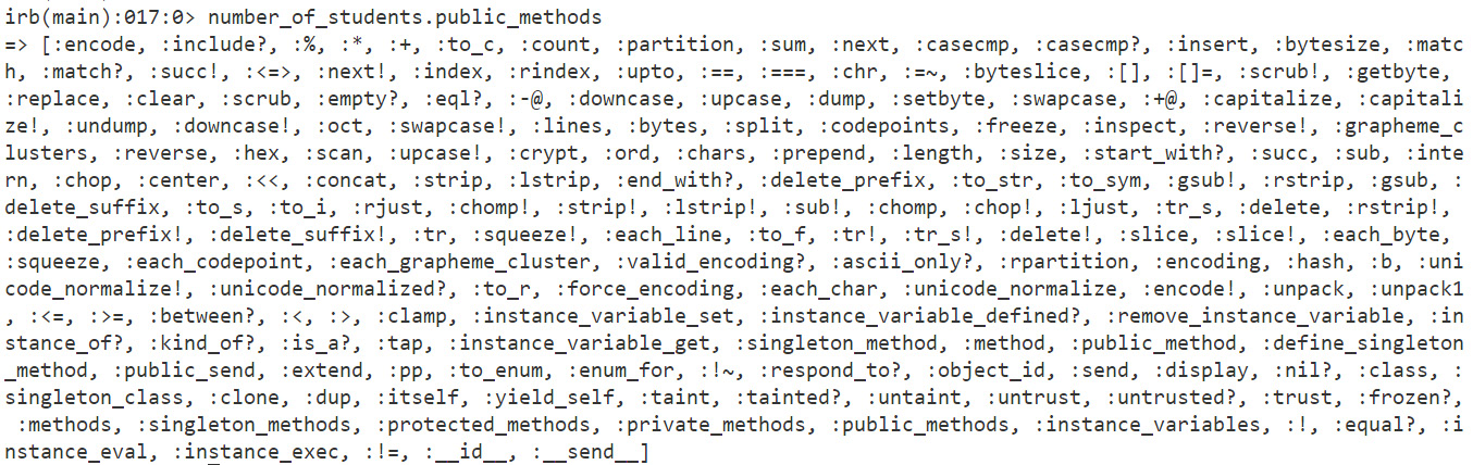 Figure 1.7: Output for public methods
