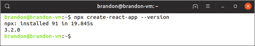 Figure 1.4: Checking the Create React App version