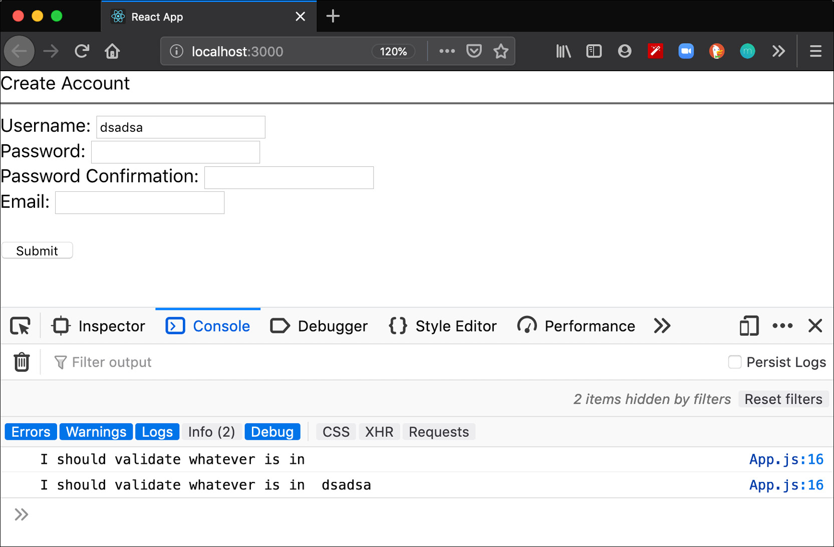 Figure 2.9: Console statement 
