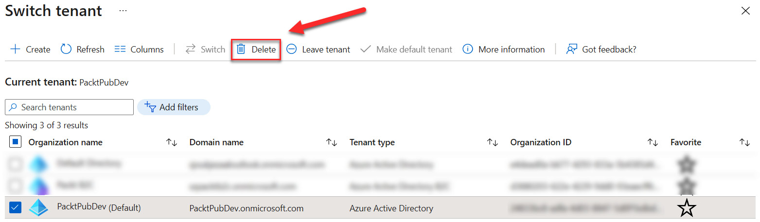 Figure 1.11 – Deleting a tenant
