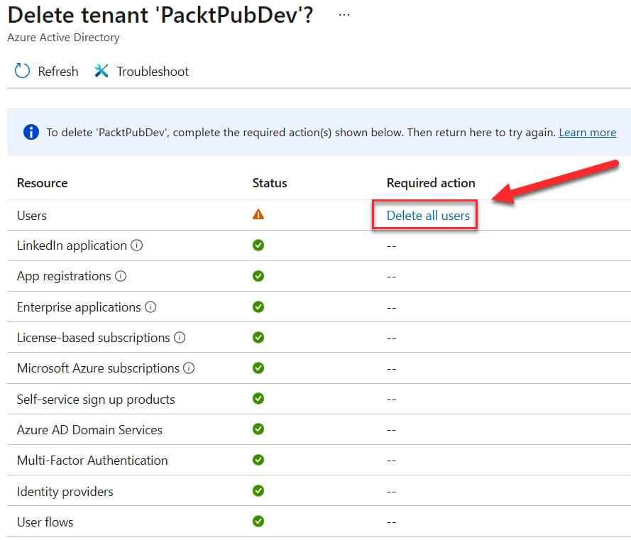 Figure 1.12 – Deleting tenant settings
