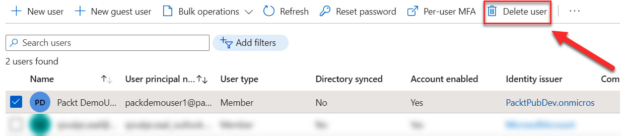 Figure 1.13 – Deleting users
