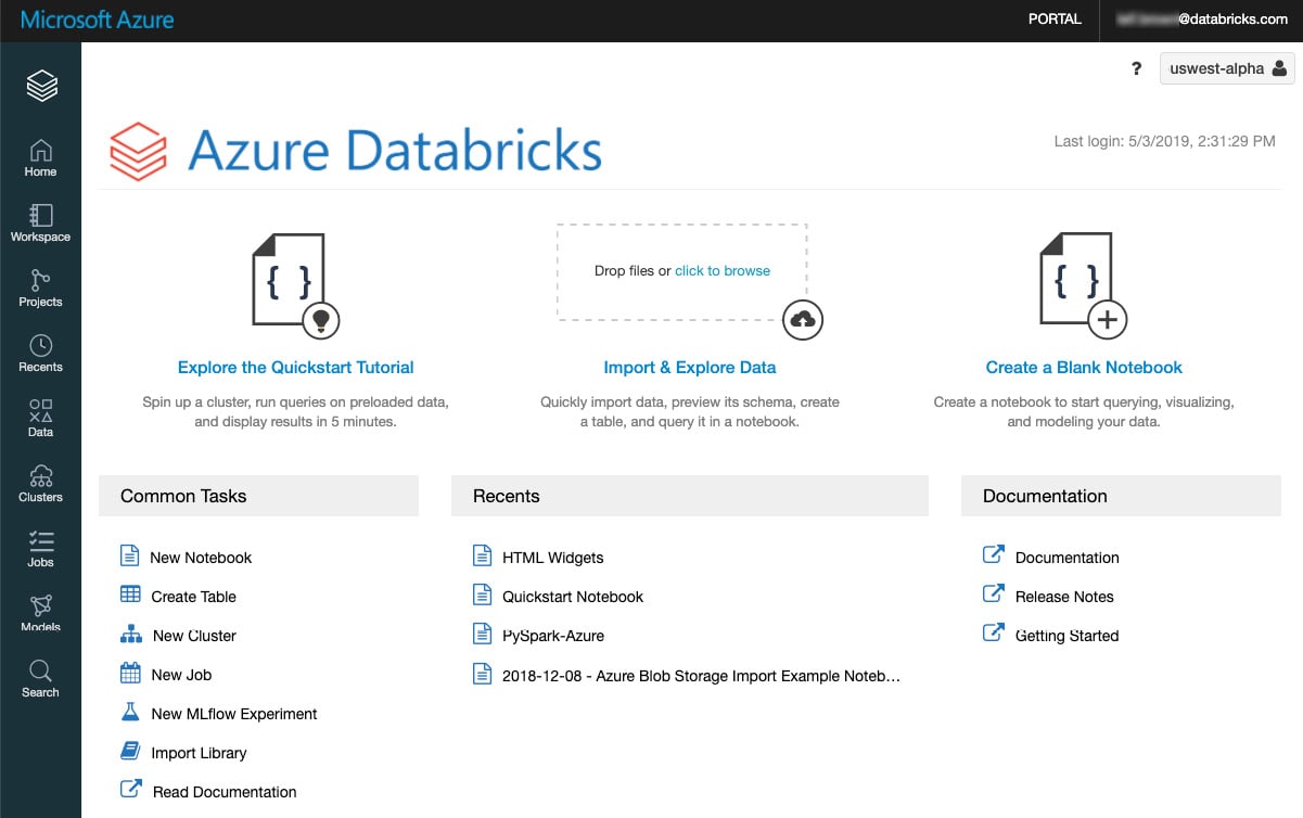 Figure 1.4 – Databricks workspace. Source: https://docs.microsoft.com/en-us/azure/databricks/workspace/
