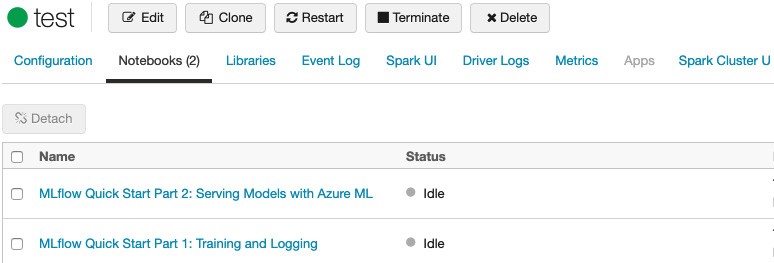 Figure 1.14 – Notebooks attached to a cluster
