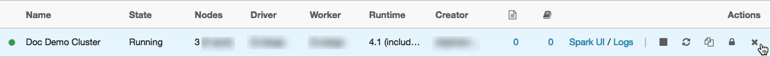 Figure 1.36 – Deleting a cluster from the Job Clusters tab
