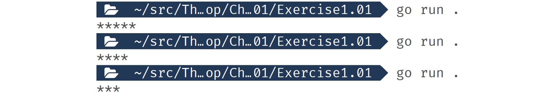 Figure 1.03: Output displaying stars
