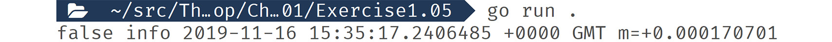Figure 1.08: Output displaying the variable values that were printed after
using short variable declaration notation