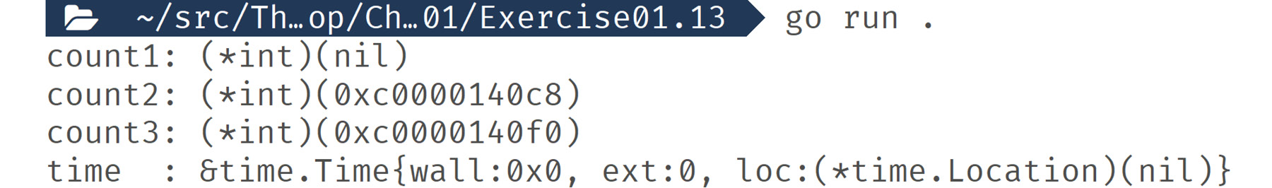 Figure 1.19: Output after creating a pointer